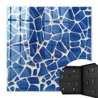 SCHLÜSSELBOX Schwarz 30x30 cm- Türöffnung nach rechts - Blaues Mosaik - Blau, Metall (30/30/5cm) - TULUP
