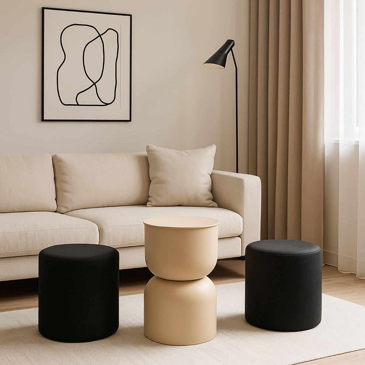 SÄULENTISCH matt Disa Sand 31/31/46 cm - Beige, Metall (31/31/46cm) - Home Styling Collection