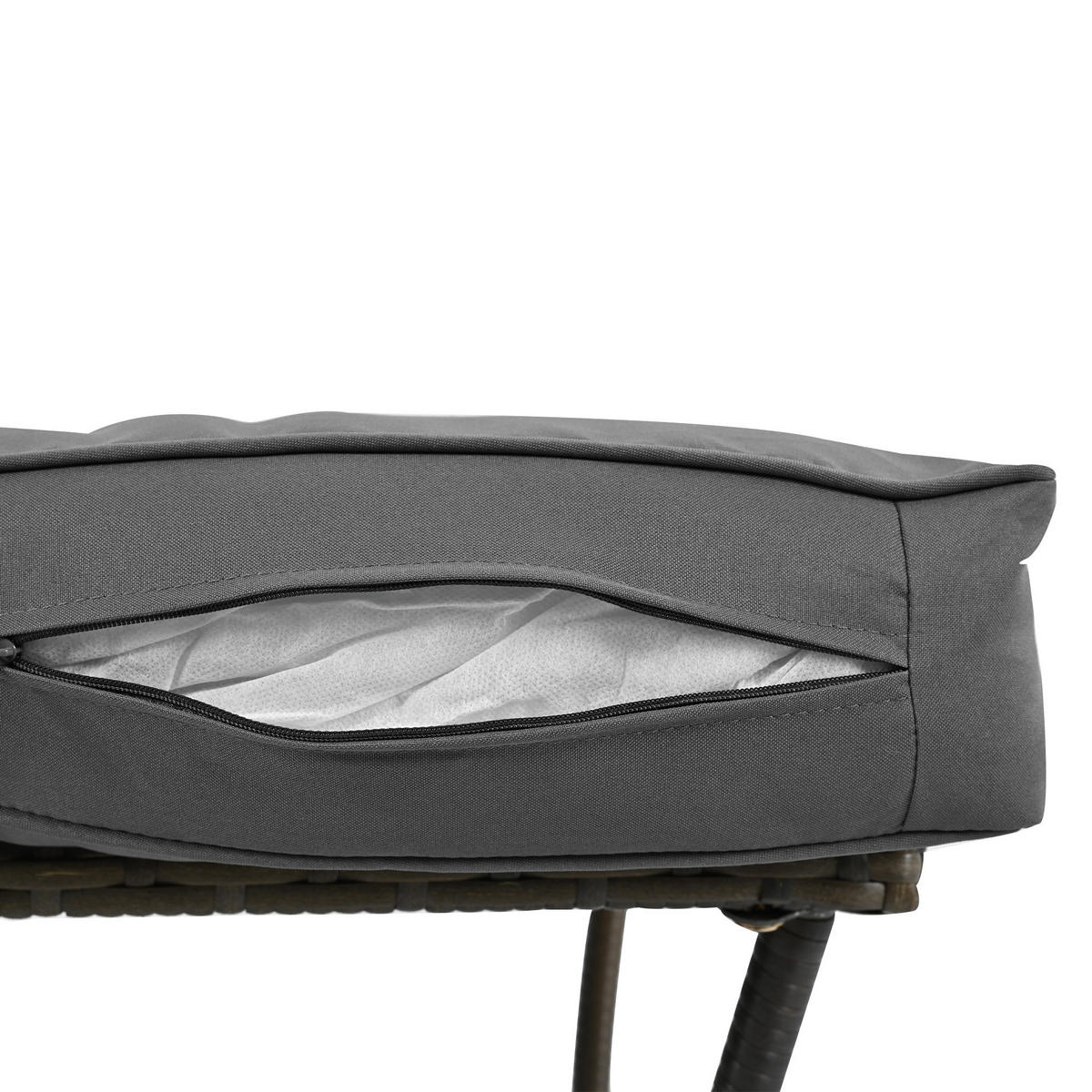 SCHAUKELSTUHLSET Rattan Schwarz/Grau 3-tlg. - Grau, Metall - ComfortXL