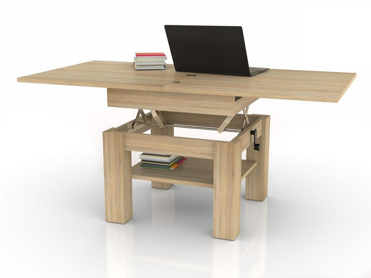 COUCHTISCH quadratisch aufklappbar höhenverstellbar 70/75/69 cm - Sonoma Eiche, Holzwerkstoff (75/70/57cm) - designimpex