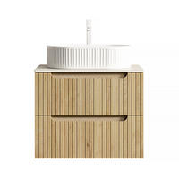 WASCHTISCHUNTERSCHRANK 60x46x62.2cm Weiß/Eiche mit ovalem Keramikbecken & 2 Schubladen - Eichefarben, Keramik (60/62.2/46cm) - Modfu