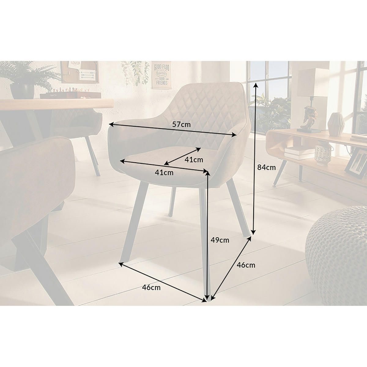 STUHL PALERMO Microfaser Taupe 85 cm - Taupe/Schwarz, Textil/Metall (57/84/46cm) - riess-ambiente