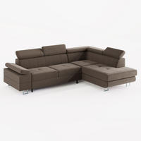 ECKSOFA CAROLINE Rechts Braun matter Veloursstoff mit Schlaffunktion und Bettkasten - Chromfarben/Braun, Textil (253/190cm) - Barchello