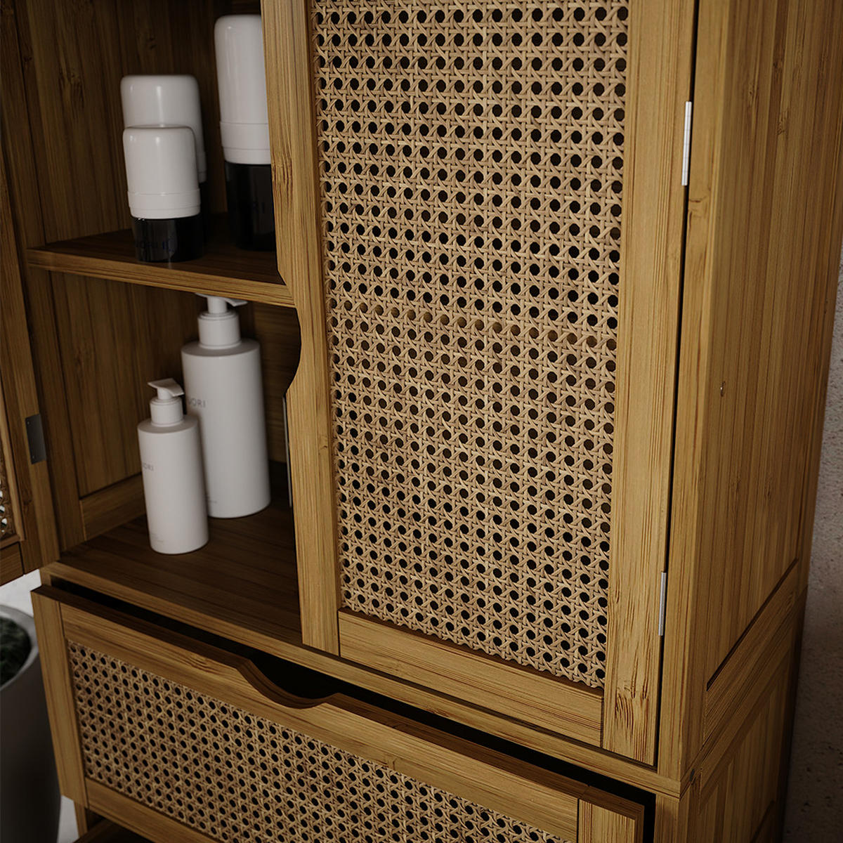 STŘEDNÍ SKŘÍŇKA Liora, Bambus, 60 x 110 cm - zelená barva, kompozitní dřevo (60/110/29cm) - Vicco