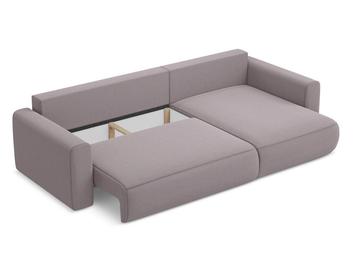 ECKSOFA mit Schlaffunktion Samt Stoff Violett - Lila/Flieder, Kunststoff/Textil (278/149cm) - Makamii