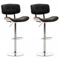 BARHOCKER 2er Set Lederlook walnuss/schwarz - Chromfarben/Walnussfarben, Textil/Metall (50/94/56cm) - CLP