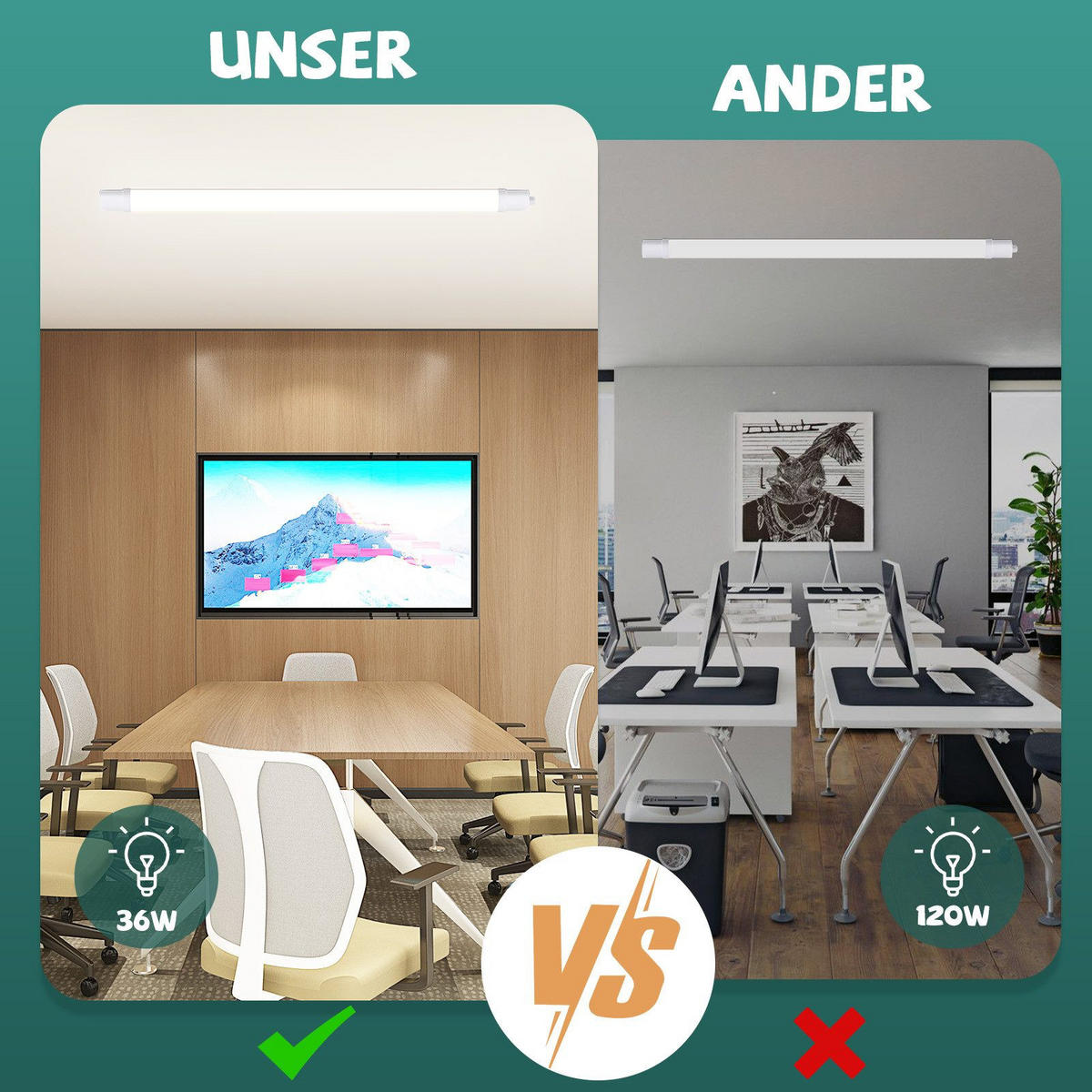 LED-DECKENLEUCHTE Engelbert 120/6/4 cm - Weiß, Metall (120/6/4cm) - Nettlife