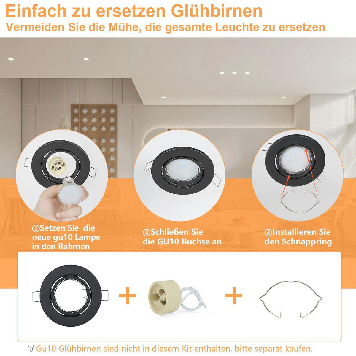 ZAPUŠTĚNÉ bodové svítidlo Ahaus II 9/9/3 cm (sada 12 ks) - černá, kov (9/9/3cm) - Nettlife