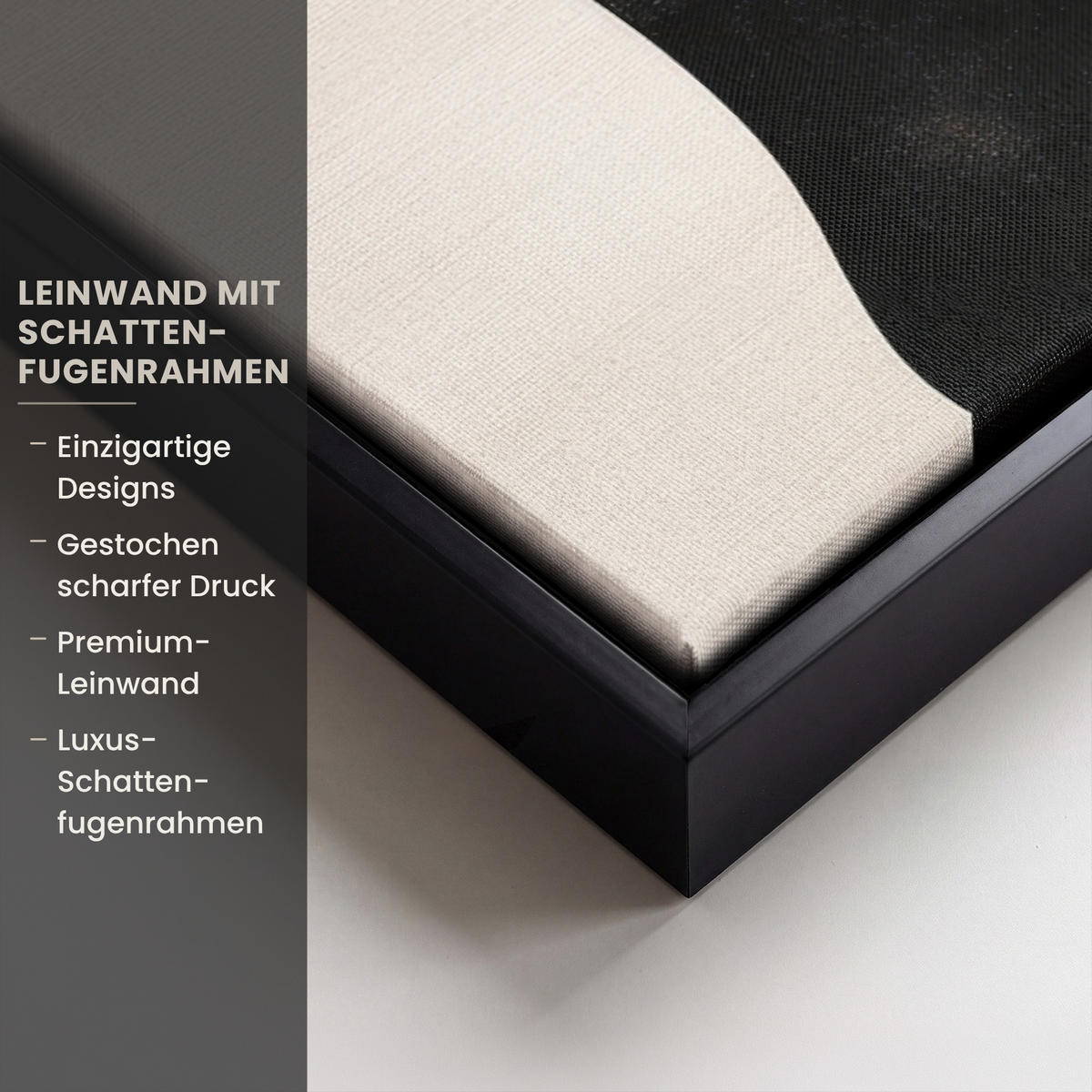 LEINWAND Bilder mit Rahmen - Abstrakt - Japandi - Beige - Modern - 70x50 - Schwarz, Textil (70/50cm) - MuchoWow