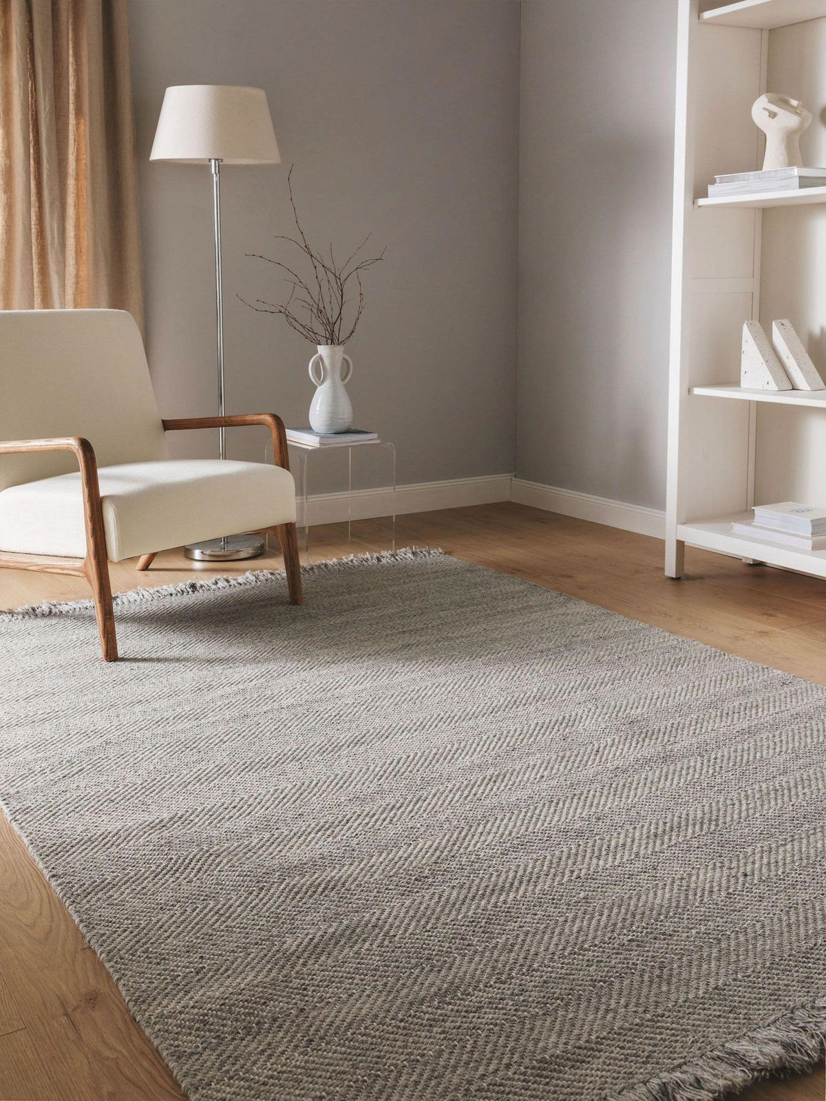 WOLLTEPPICH Lars Hellgrau 80x150 cm - Grau, Textil (80/1cm) - KUNSTLOFT