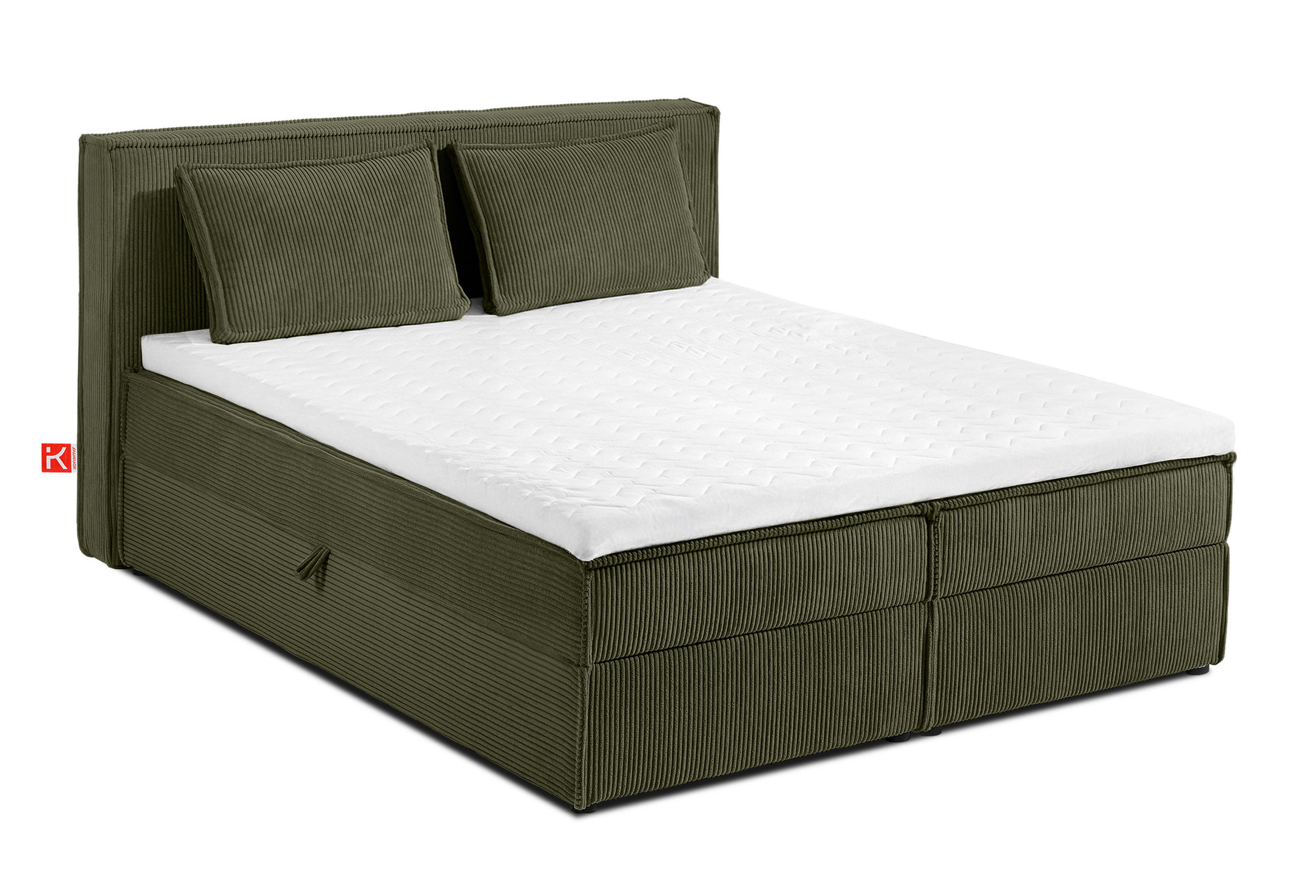 BOXSPRINGBETT ROTI mit Stauraum, oliv - Schwarz/Olivgrün, Holz/Holzwerkstoff (140/200cm) - KONSIMO®