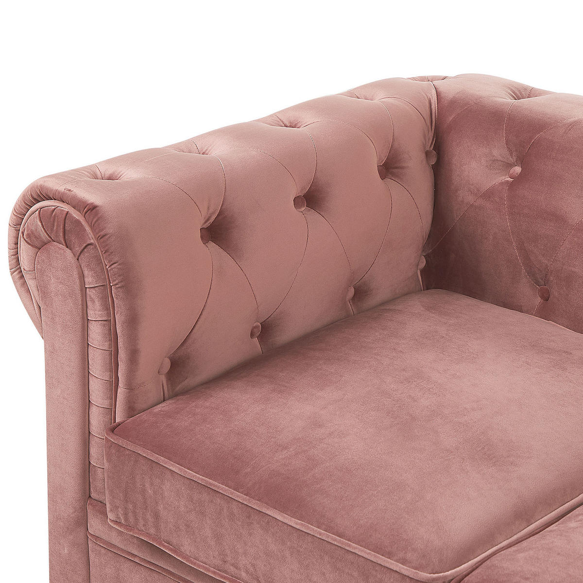 4-SITZER SOFA SET Samtstoff Rosa Chesterfield - Pink, Textil (201/70/75cm) - Beliani