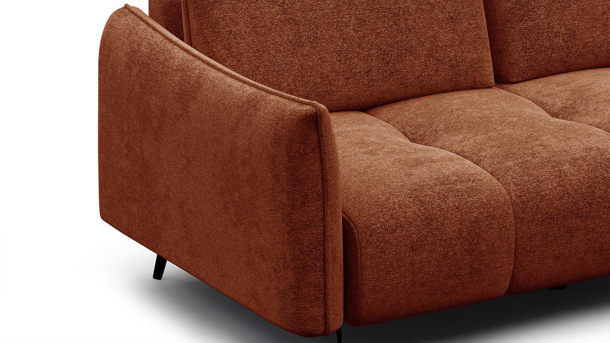 SOFA AERA 2,5-Sitzer, orange - Schwarz/Orange, Holz/Textil (187/89/96cm) - Courtois Laville