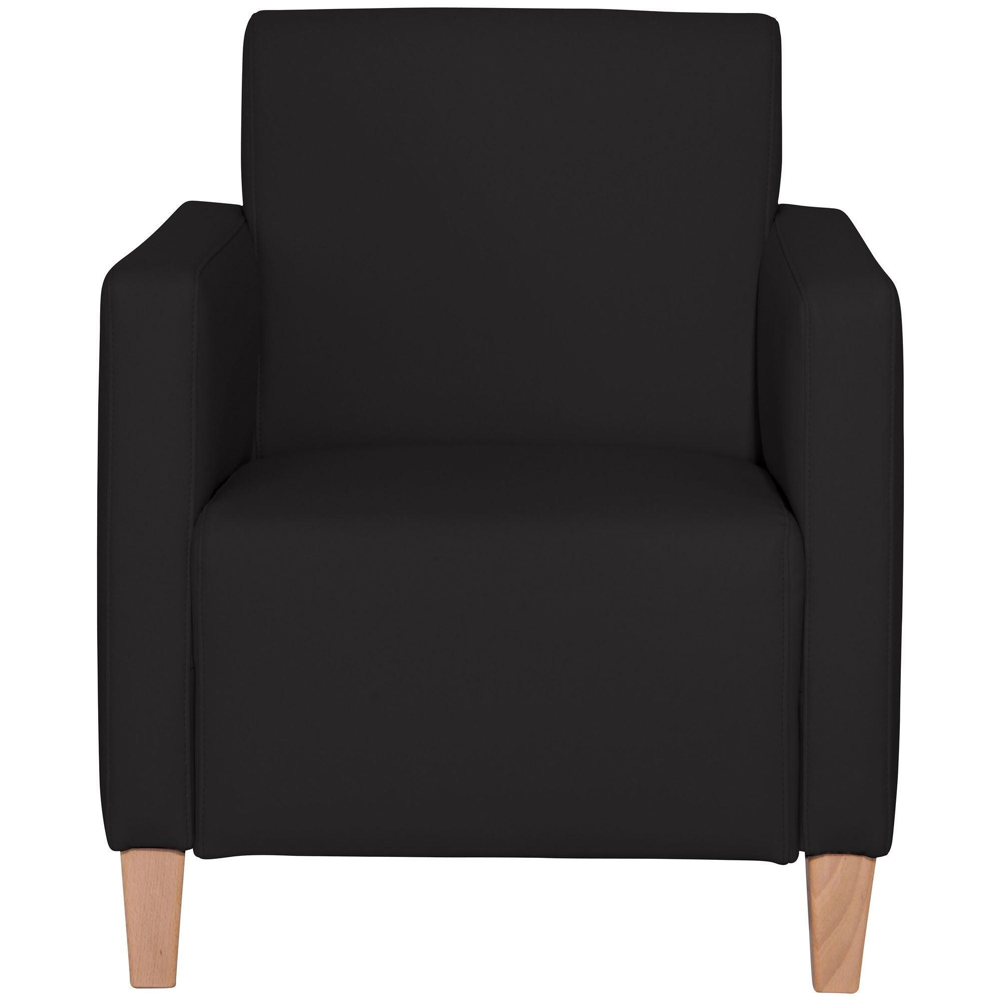 SESSEL Karol Bezug Kunstleder Buche natur / schwarz - Schwarz, Kunststoff (71/81/70cm) - 58aufmkessel