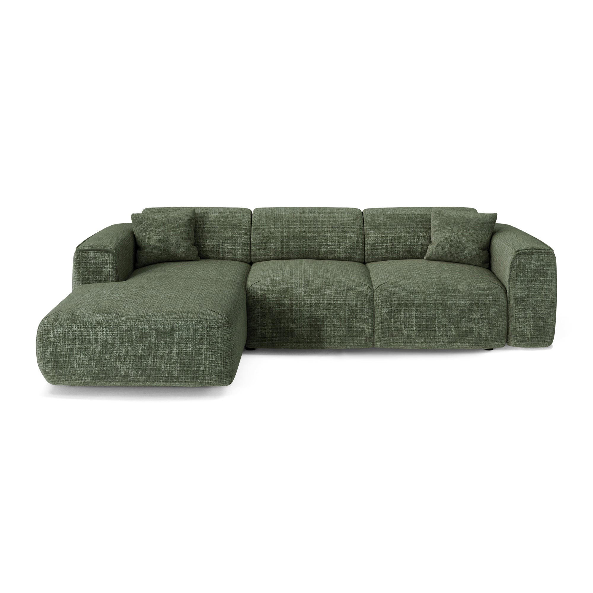 ECKSCHLAFSOFA Geprägter Samt Smaragdgrün 283cm - Smaragdgrün, Textil (283/180cm) - Sia Home