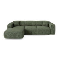 ECKSCHLAFSOFA Geprägter Samt Smaragdgrün 283cm - Smaragdgrün, Textil (283/180cm) - Sia Home