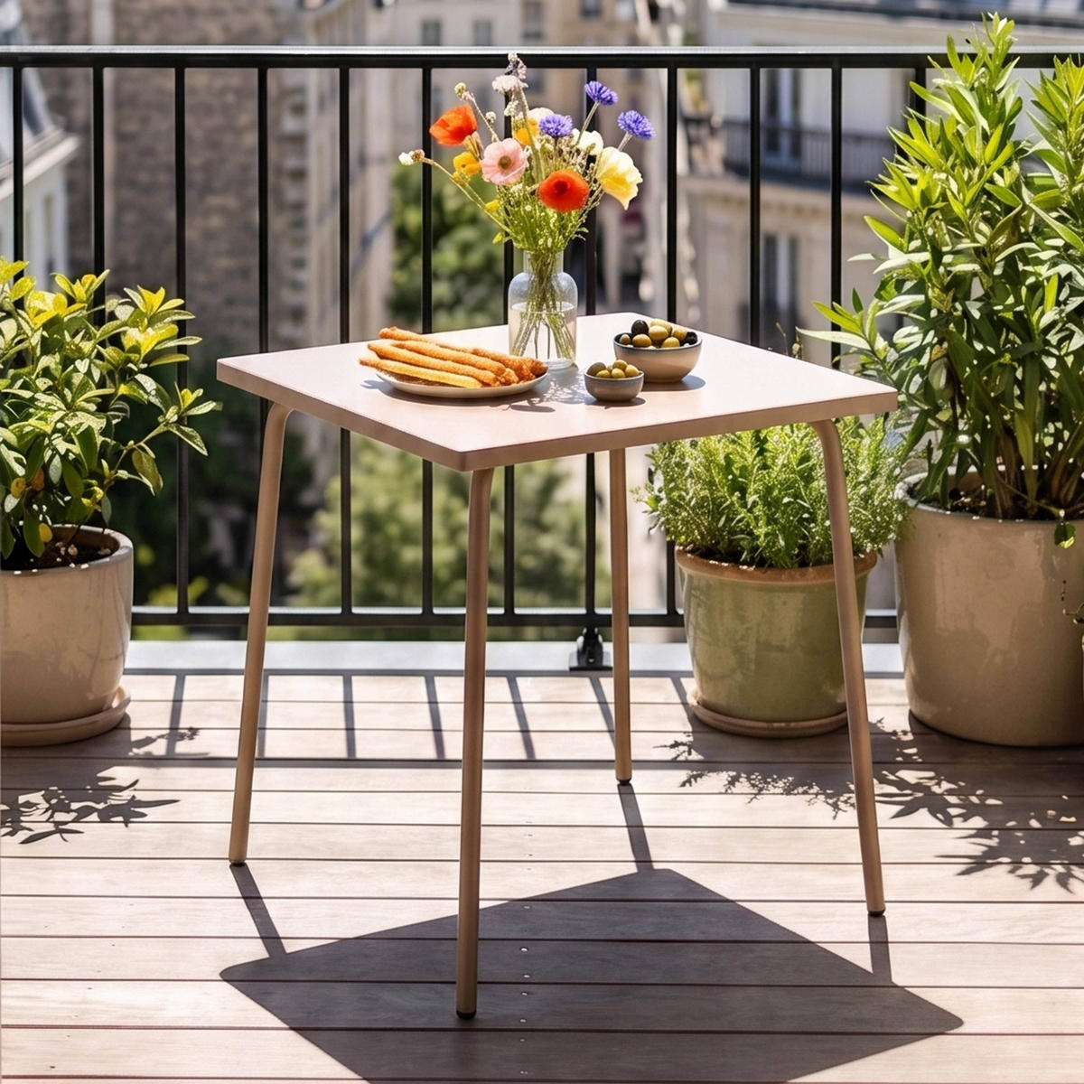 GARTENTISCH , Taupe - Taupe, Metall (70/70/70cm) - Oviala