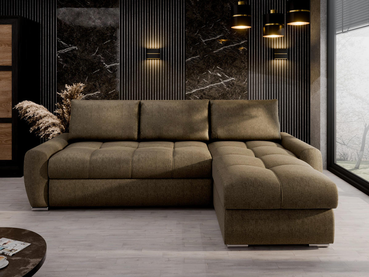 ECKSCHLAFSOFA Lunar Schlafsofa mit Bettkasten, Braun - Braun, Holz (237/166cm) - Panda Möbel