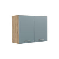 KÜCHENGLASSCHRANK R-Line, Blau-Grau/Goldkraft Eiche, 80 cm - Eichefarben/Blaugrau, Holzwerkstoff (80/60/31cm) - Vicco