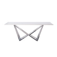 DESIGN-COUCHTISCH CENTO Rechteckiger Wohnzimmertisch in Marmor-Optik mit geometrischem Edelstahl-Gestell (130 x 70 cm) - Silberfarben, Metall (70/130/42cm) - alesvelt