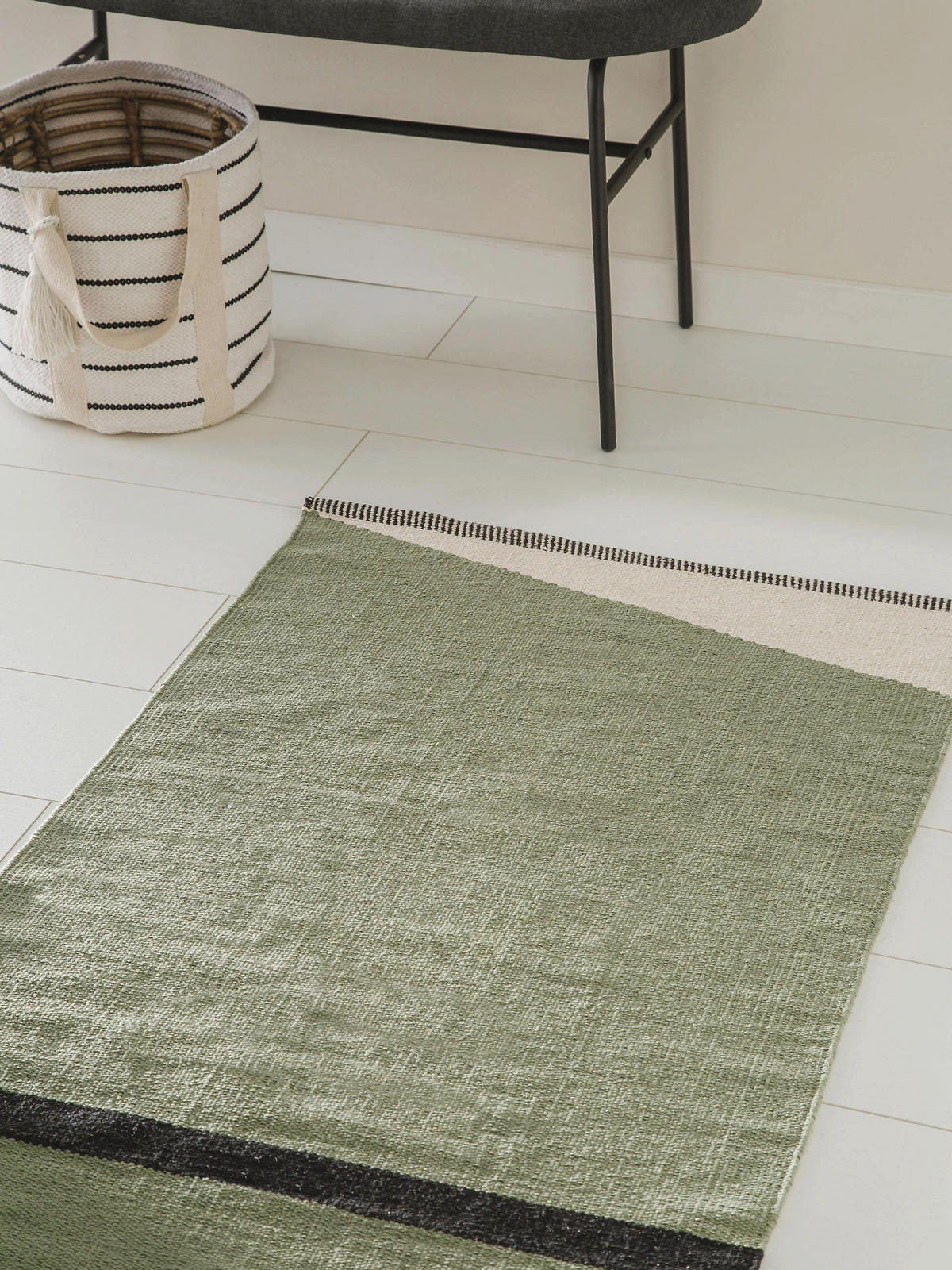 BAUMWOLLTEPPICH Lenny Grün 70x200 cm - Grün, Textil (70/200cm) - benuta Pop