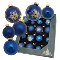 CHRISTBAUMKUGELN Sortiment Dunkle Nacht Schneeflocken Blau 8cm (Glas / 16 Stk.) - Blau, Glas (5/6/6cm) - Krebs Glas Lauscha