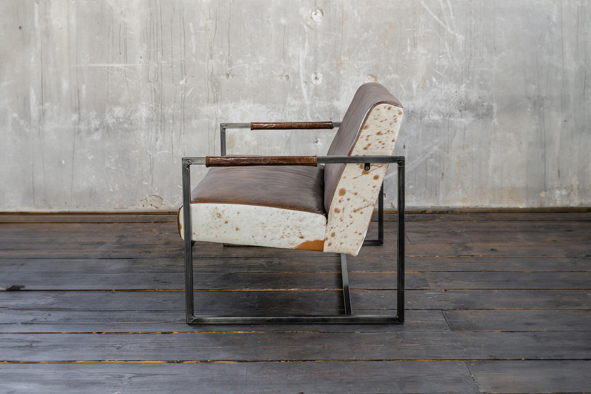 SOFA LIANO Braun Leder - Dunkelbraun/Schwarz, Leder (125/81/81cm) - KAWOLA