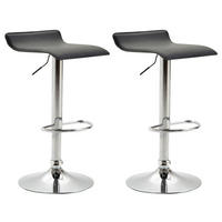 BARHOCKER 2er Set Derid Kunstleder Schwarz Silber - Schwarz, Leder/Metall (36/63/39cm) - DELUKE
