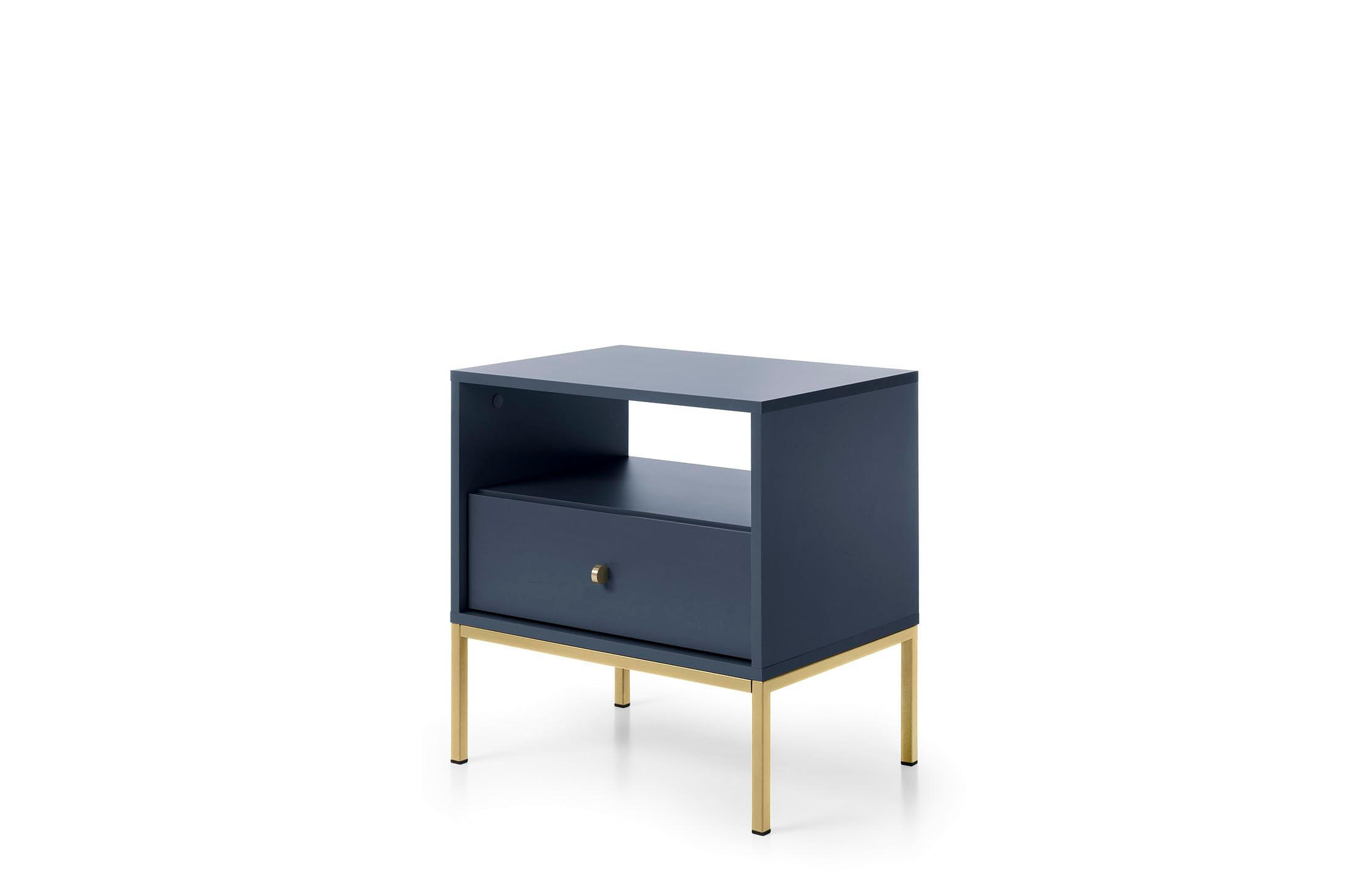 NACHTTISCH Onom 54x56x39 cm - Modern Nachtschrank zum Schlafzimmer - EIN praktischer Commode aus Spanplatten - Marineblau - Blau, Holzwerkstoff (54/56/39cm) - Chilly