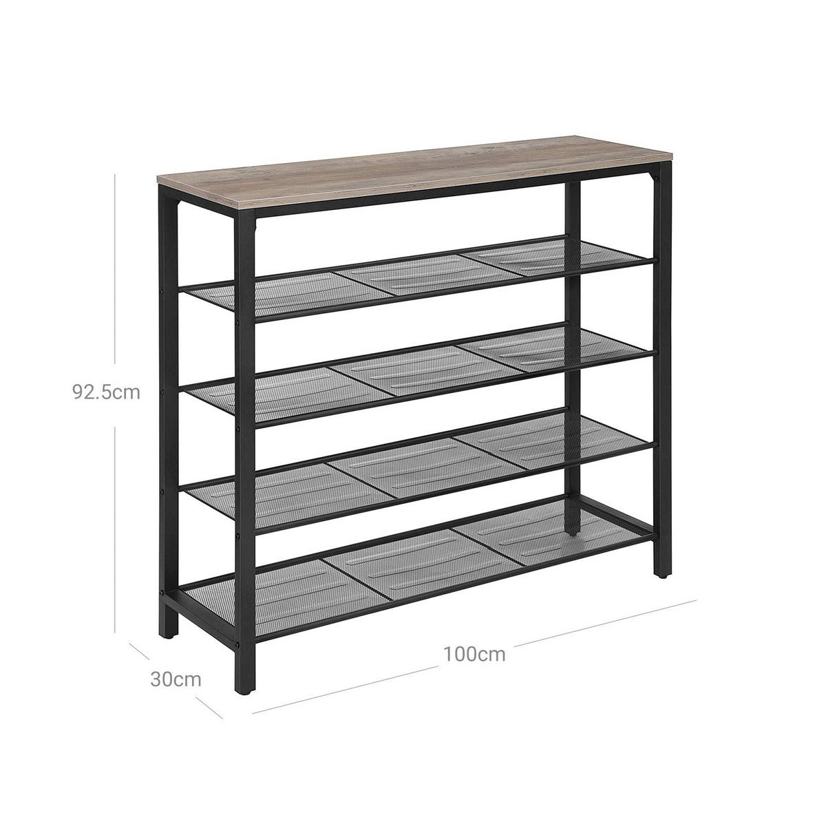 SCHUHREGAL - Schwarz, Holzwerkstoff (30/93/100cm) - Hansiro