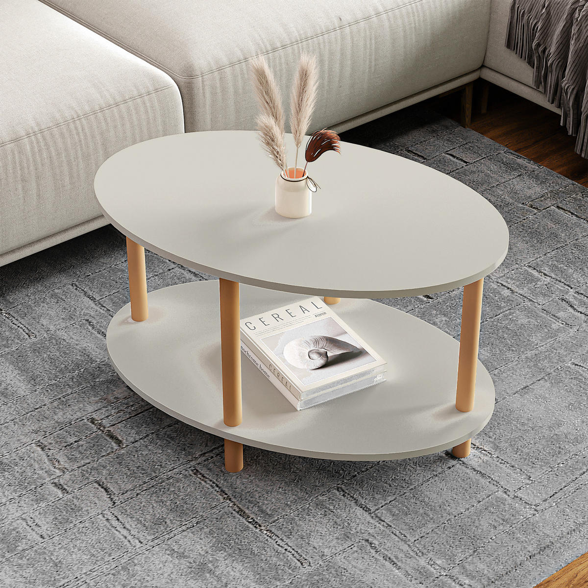COUCHTISCH Højreby 70/44/43 cm - Sandfarben/Naturfarben, Holz/Holzwerkstoff (70/44/43cm) - [en.casa]