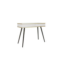 KONSOLENTISCH FORNO (Weiß, Rillenfront, Goldene Details, 2 Schubladen, schwarze Metallfüße, 102 cm) - Schwarz/Weiß, Holz/Holzwerkstoff (50/102/80cm) - Ravio