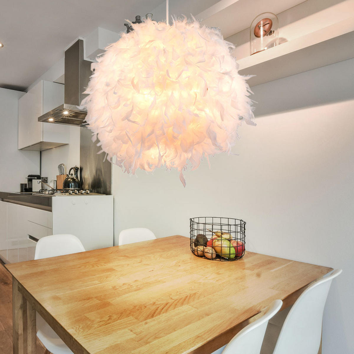LED HÄNGELEUCHTE Federn Weiß - Weiß, Metall (45/45/120cm) - Globo Lighting