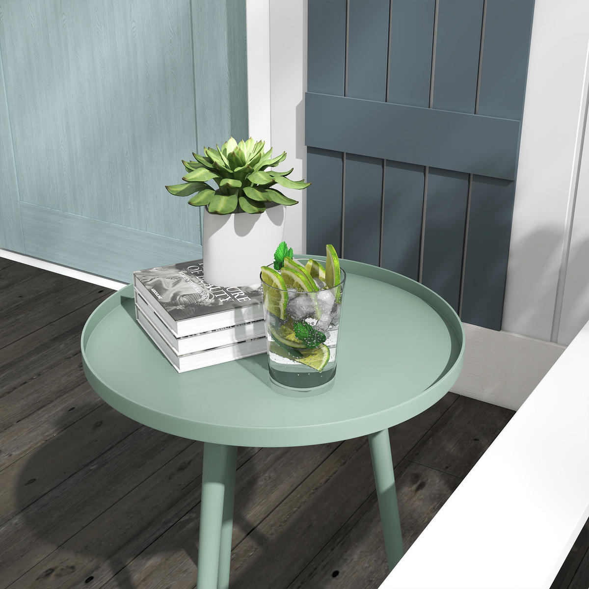 BEISTELLTISCH Garten - Grün, Metall (40/40/50cm) - Outsunny