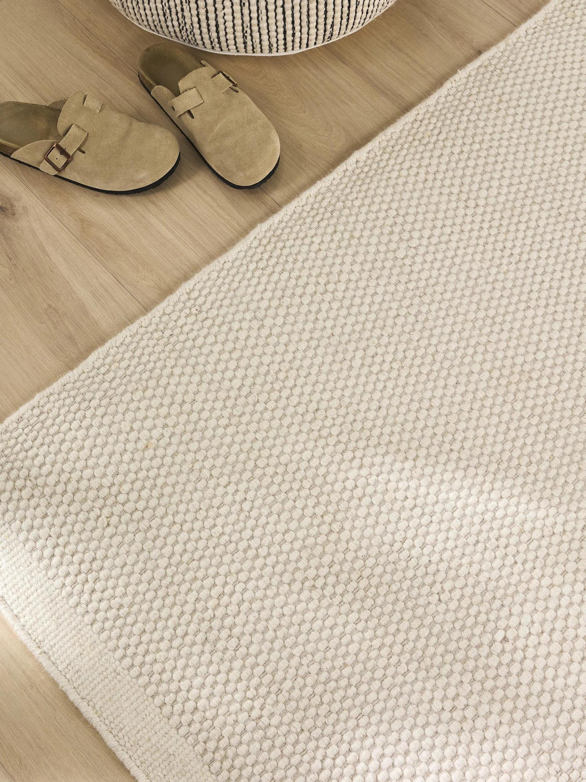 WOLLTEPPICH-LÄUFER Rocco Weiß 70x200 cm - Weiß, Naturmaterialien/Textil (70/200cm) - benuta Pure