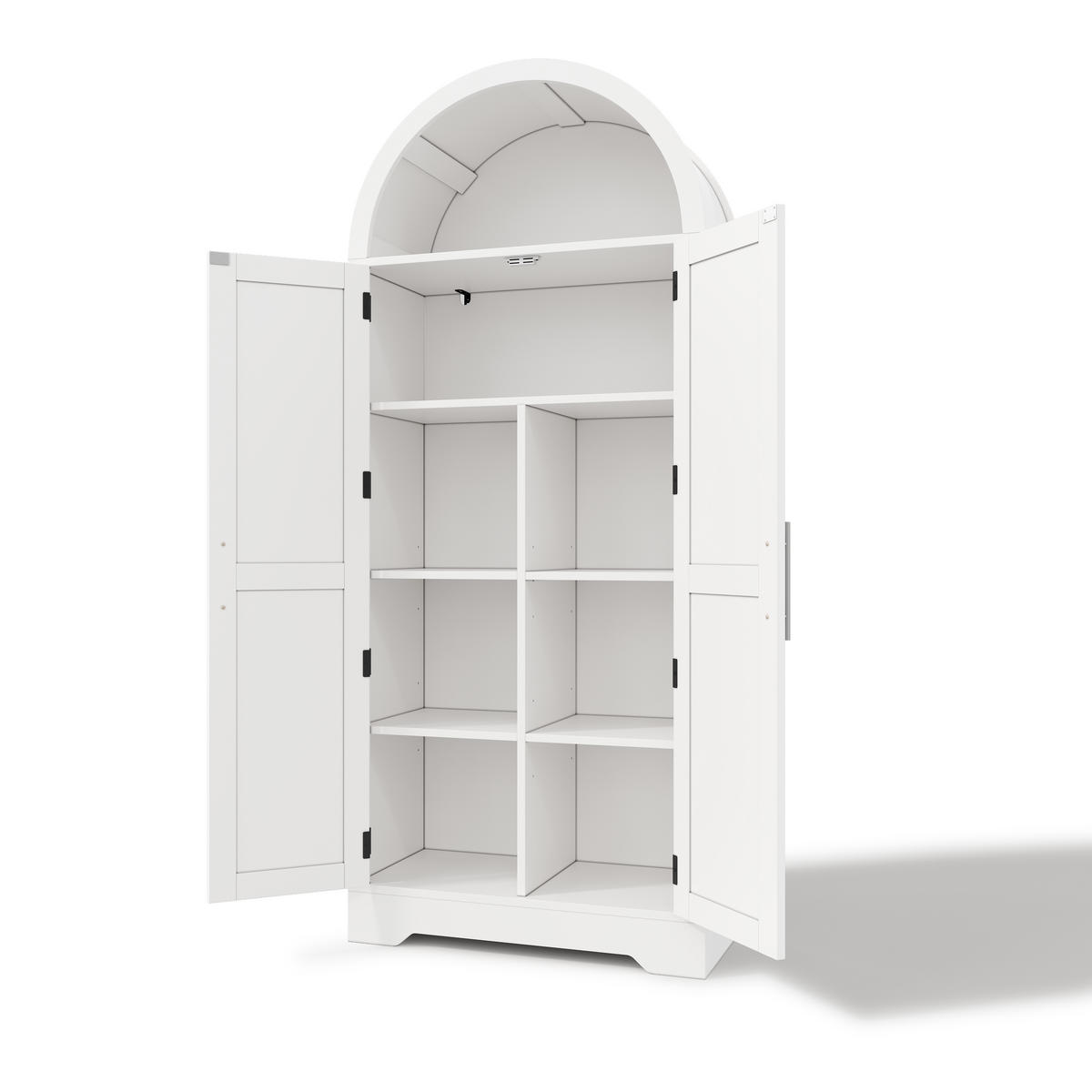 HIGHBOARD DE-38686 75/35/170 cm Bogendesign und Vitrine Weiß - Weiß, Holzwerkstoff (70/170/35cm) - ComfortXL