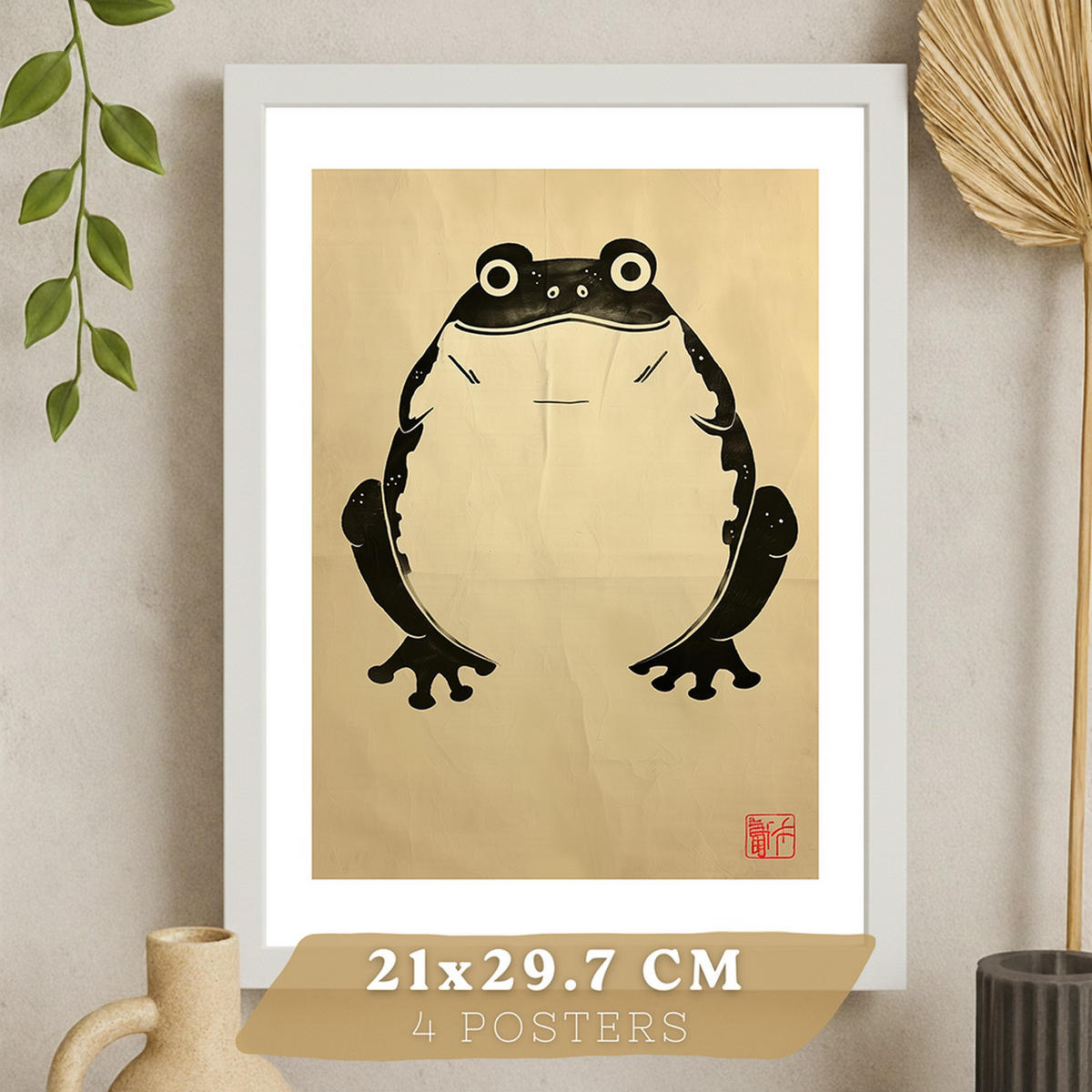 PLAKAT Sada 4 Žáby A3 Bílý rám - bílá, papír (29.7/1/42cm) - Nacnic