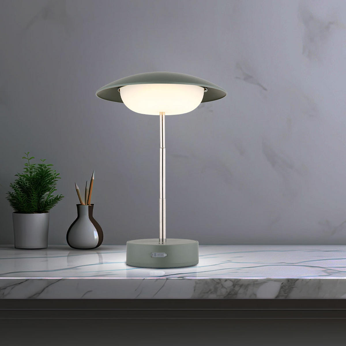 LED TISCHLEUCHTE Grün Opal 2er Set - Grün, Metall (18/18/26cm) - Globo Lighting