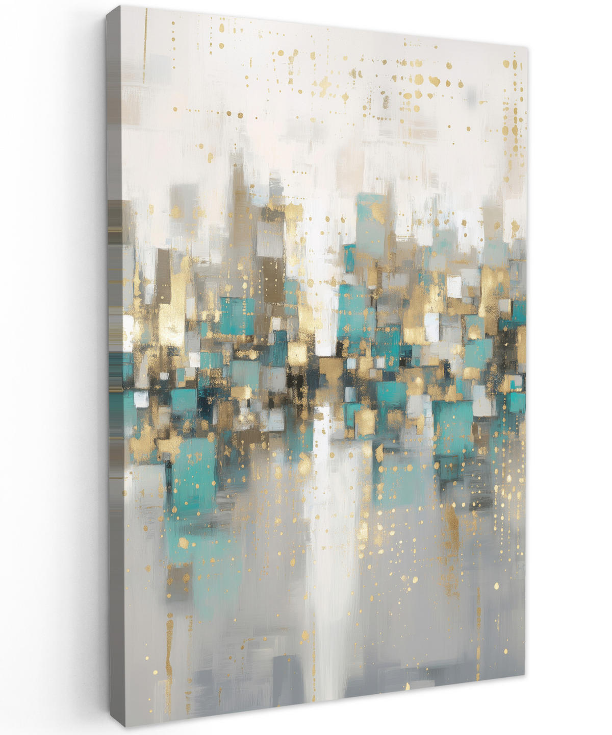 LEINWANDBILD Abstrakt - Blöcke - Gold - Skyline Wanddeko 40x60 cm - Beige, Textil (40/60cm) - MuchoWow