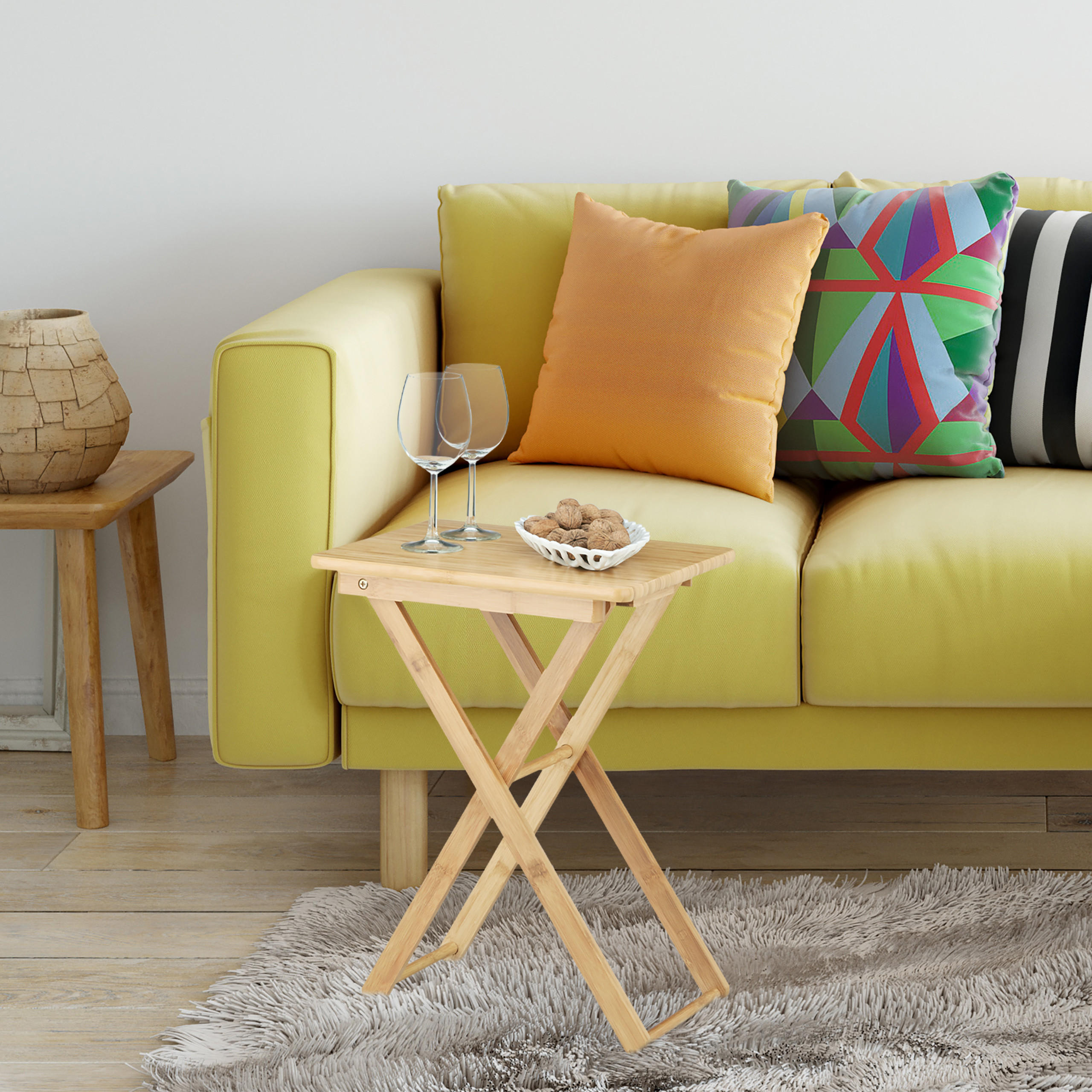 BEISTELLTISCH - Hellbraun, Holz (31/40/52cm) - Relaxdays