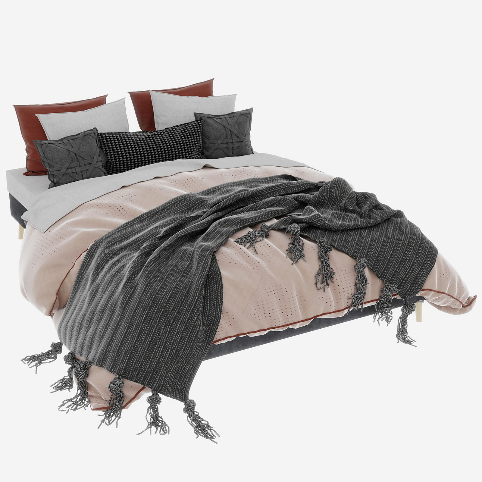 POLSTERBETT 160/200 cm in Grau Stoff mit Lattenrost - Grau, Holzwerkstoff/Textil (160/200cm) - WISHDOR