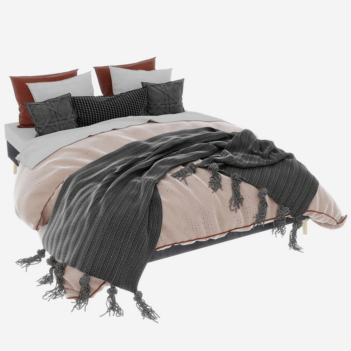 POLSTERBETT 160x200 cm niedrig ohne Stauraum grau - Grau, Textil (160/200cm) - LEBENLANG