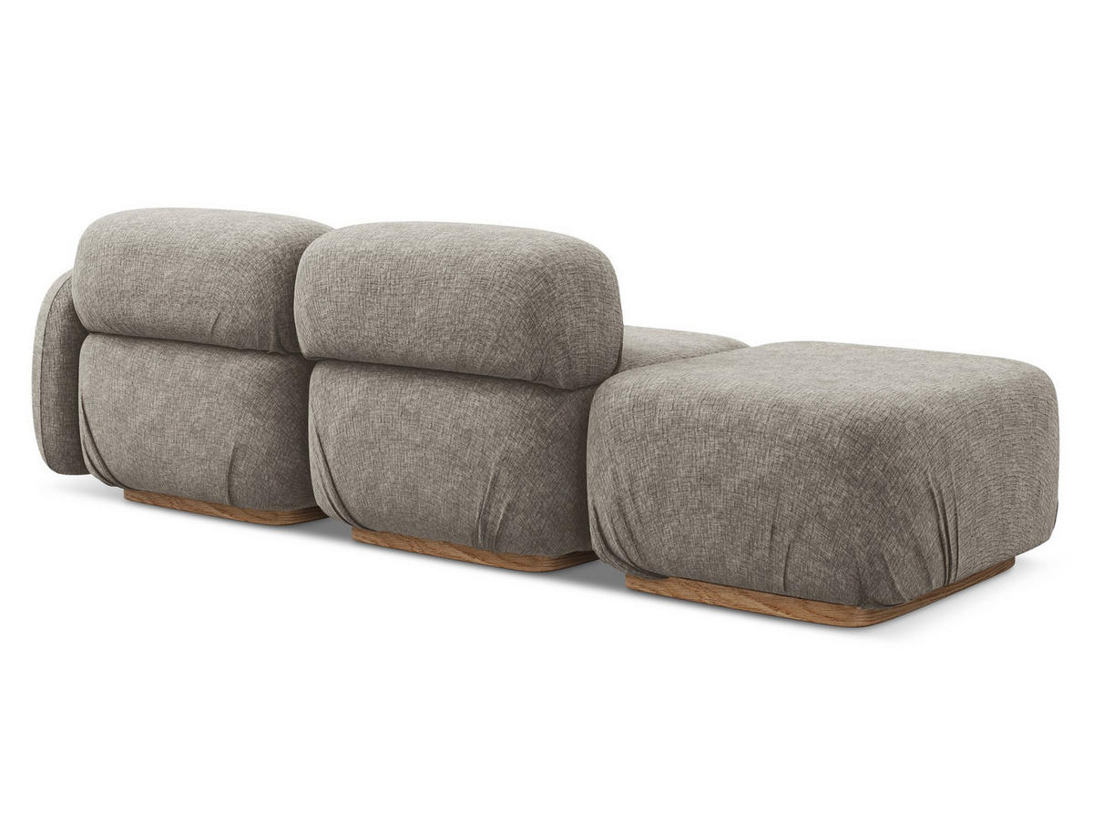 3-SITZER SOFA Links Chenille Stoff Grau - Taupe/Braun, Holz/Textil (258/73/95cm) - Makamii
