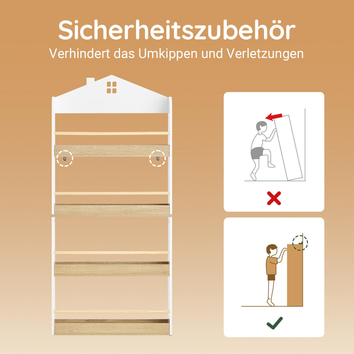 KINDER BÜCHERREGAL mit 4 Ablagen, Weiß - Weiß, Holz/Holzwerkstoff (60/130.5/15cm) - SoBuy