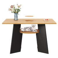ESSTISCH in Naturholz-Schwarz Mix Küchentisch mit Haustierbereich für Küchen oder Wohnzimmer, L130/B85/H75cm - Schwarz/Naturfarben, Holzwerkstoff (85/130/75cm) - STILVORA