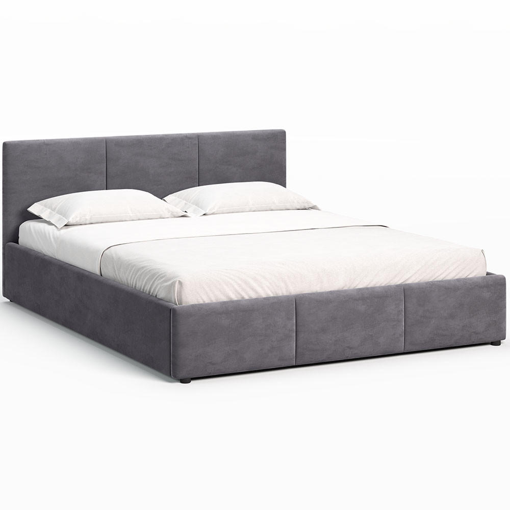 POLSTERBETT 160×200 cm mit Bettkasten und Lattenrost Nela HLR-21 Grau Velours - Dunkelgrau/Grau, Holz/Metall (160/200cm) - Jana