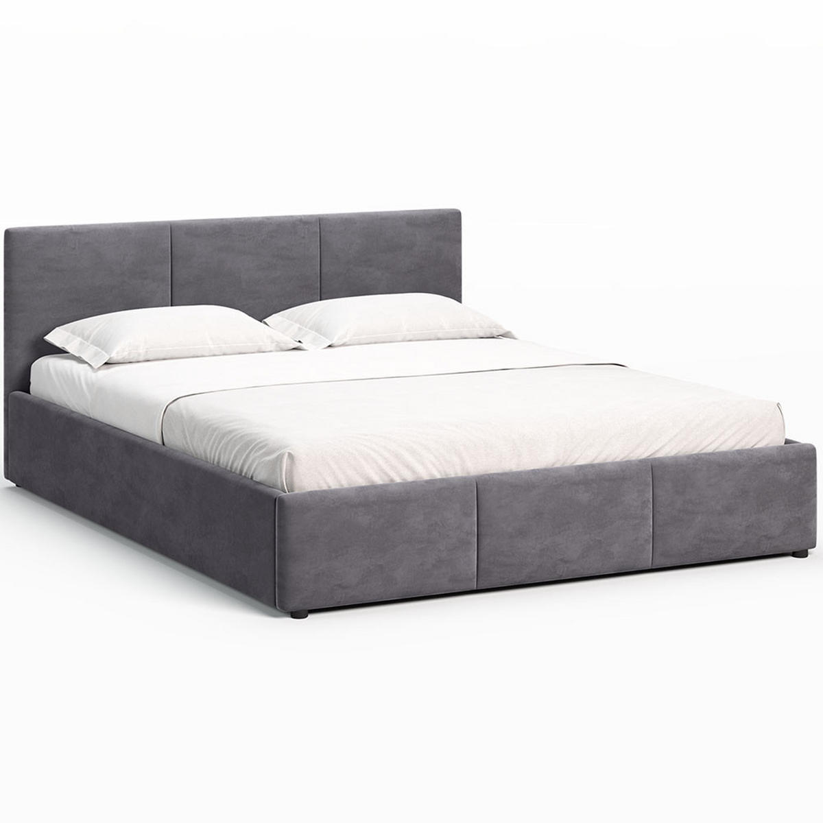POLSTERBETT 160×200 cm mit Bettkasten und Lattenrost Nela HLR-21 Grau Velours - Dunkelgrau/Grau, Holz/Metall (160/200cm) - Jana