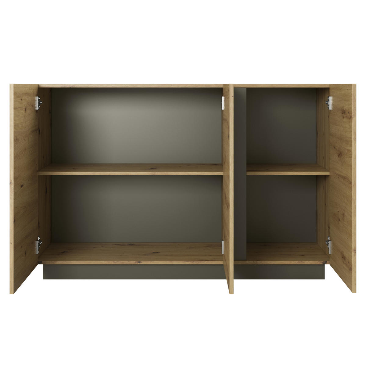 SIDEBOARD ANDEBU KOM2 ABS-Kante Eiche Eiche - Eichefarben/Braun, Glas/Holzwerkstoff (138/91/40cm) - Komodee