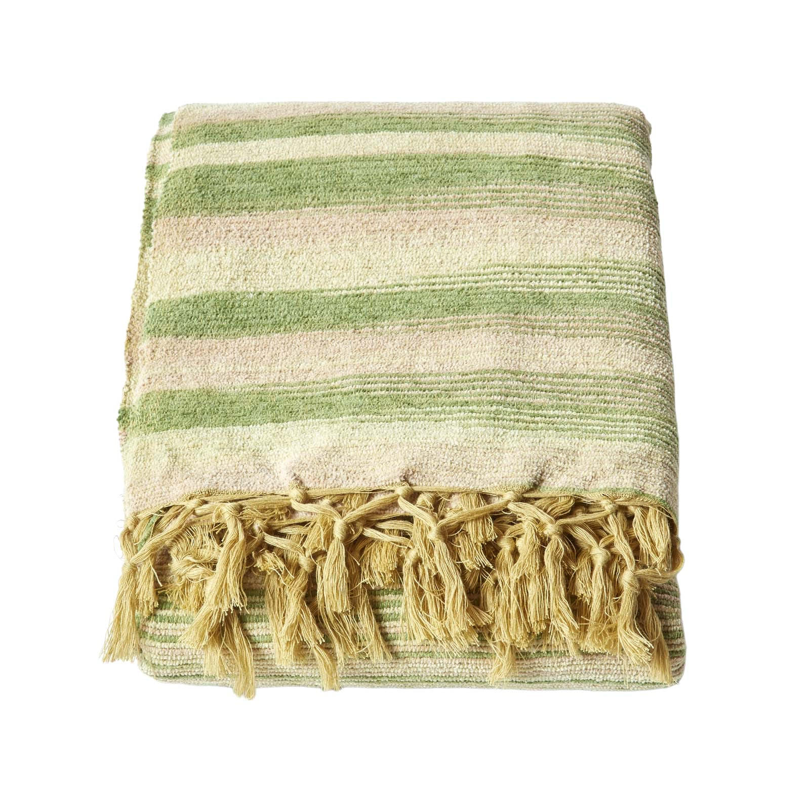 WOHNDECKE Chenille 150/200 cm, 100% Baumwolle gestreift - Grün, Textil (150/200cm) - Homescapes