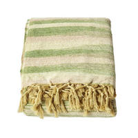 WOHNDECKE Chenille 150/200 cm, 100% Baumwolle gestreift - Grün, Textil (150/200cm) - Homescapes